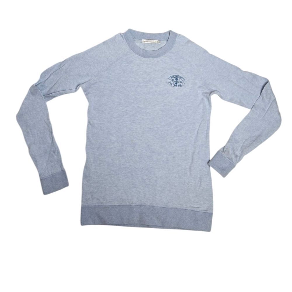 PETER MILLAR baby blue silk cashmere crewneck embroidered Cape Cod sweater S